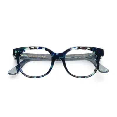 Emmanuelle Khanh Green Blue Square Acetate Eyeglasses