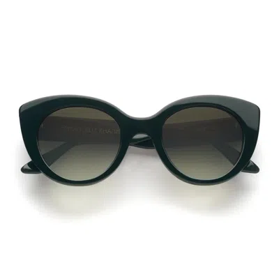 Emmanuelle Khanh Green Portia Cat-eye Sunglasses In Black