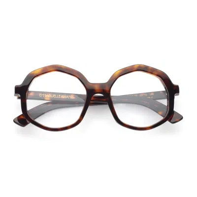 Emmanuelle Khanh Havana Corso Octagonal Acetate Eyeglasses In Brown