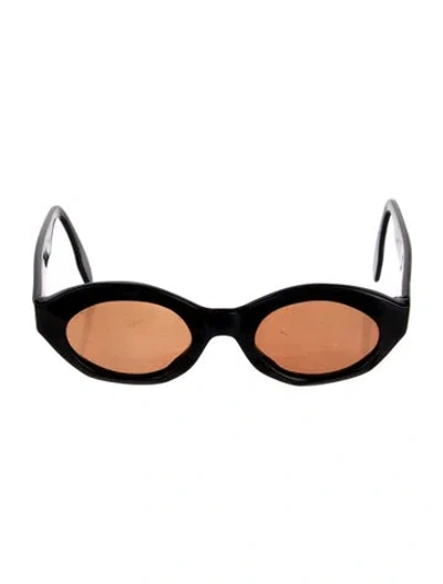 Pre-owned Emmanuelle Khanh Narrow Tinted Sunglasses In Black/brown