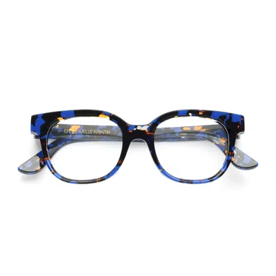 Emmanuelle Khanh Opus 91 Havana Blu/bleu Mouchete Glasses In Blue