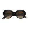 Emmanuelle Khanh Satin 16-18 Nero Tartarugato Sunglasses In Black