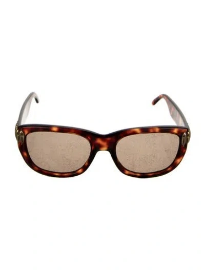 Pre-owned Emmanuelle Khanh Square Tinted Sunglasses In Brown