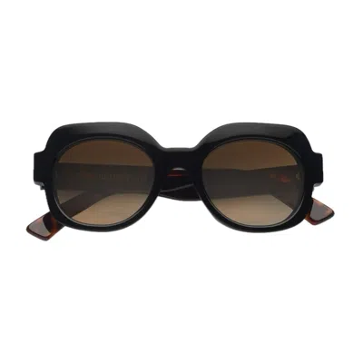 Emmanuelle Khanh Tortoise Satin Bio-nylon Geometric Sunglasses In Black