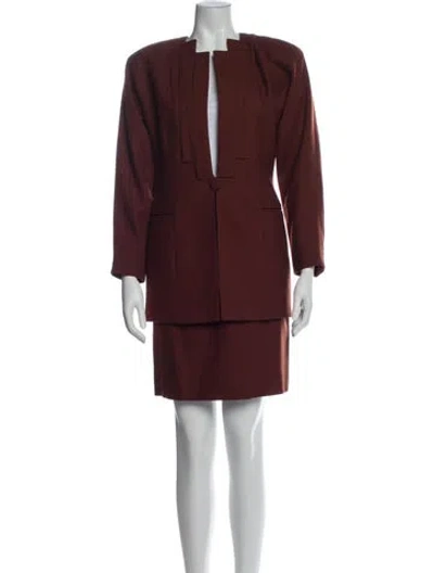 Pre-owned Emmanuelle Khanh Vintage 1980's Skirt Suit In Brown