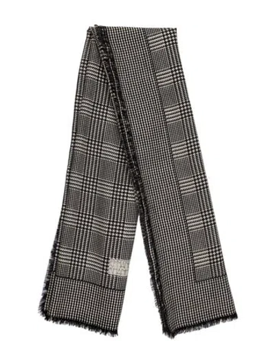 Pre-owned Emmanuelle Khanh Wool Plaid Print Shawl In Black