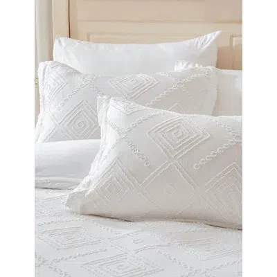 Emme 2/3pcs Boho Duvet Cover Set, Luxury Bohemian Style Geometric,boho Embroidery Bedding Sets In White Geometric