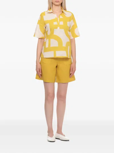 Emme Abstract-print Short-sleeved Shirt In Yellow