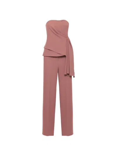 Emme Asymmetrical-hem Corset Blouse And Trousers Set In Brown