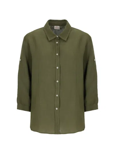 Emme Button-up Quarter-sleeved Shirt In Green
