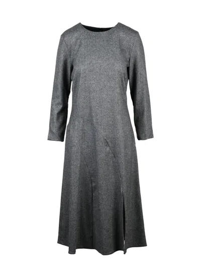 Emme By Marella A-line Midi Dress In Soft Heathered Fabric In Gray