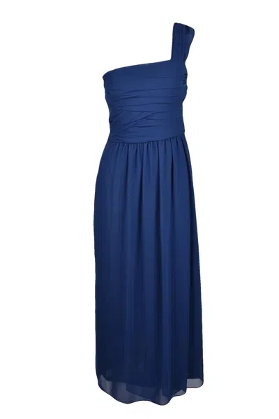 Emme By Marella Blue Voile Polyester Women Long Dress In Black