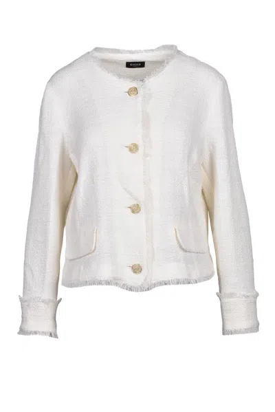 Emme By Marella Dindi Cotton Linen Polyester Elastane Women Jacket In White