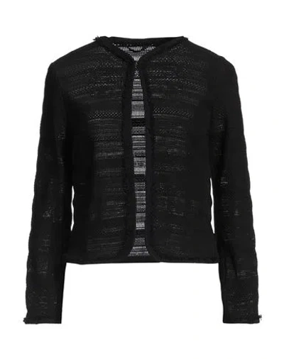 Emme By Marella Woman Cardigan Black Size 14 Cotton, Polyamide, Acrylic