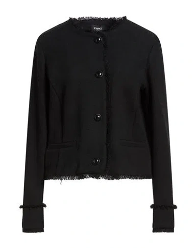 Emme By Marella Woman Jacket Black Size 10 Polyester, Cotton, Viscose, Elastane