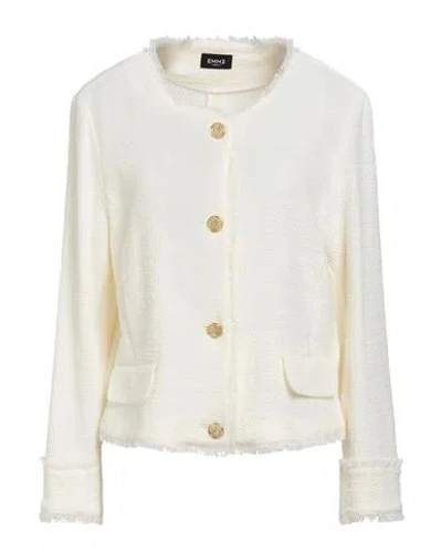 Emme By Marella Woman Jacket Cream Size 14 Cotton, Linen, Polyester, Elastane In White