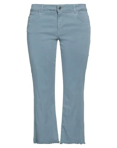 Emme By Marella Woman Jeans Pastel Blue Size 12 Lyocell, Cotton, Elastane In Blue