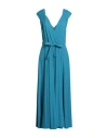 Emme By Marella Woman Maxi Dress Azure Size L Viscose, Polyamide, Metallic Fiber, Elastane In Blue