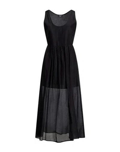 Emme By Marella Woman Maxi Dress Black Size 12 Cotton, Silk