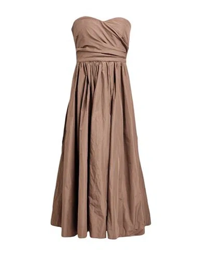 Emme By Marella Woman Midi Dress Light Brown Size 6 Polyester