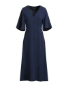 Emme By Marella Woman Midi Dress Navy Size 14 Polyester In Blue