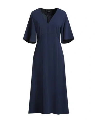 Emme By Marella Woman Midi Dress Navy Size 14 Polyester In Blue