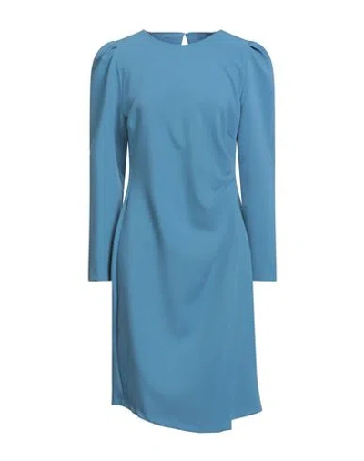 Emme By Marella Woman Mini Dress Slate Blue Size 12 Polyester, Viscose, Elastane