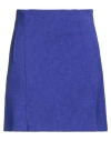Emme By Marella Woman Mini Skirt Bright Blue Size 10 Polyester