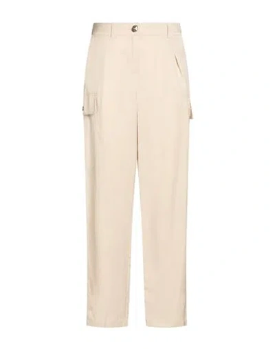 Emme By Marella Woman Pants Beige Size 14 Viscose, Linen In Neutral