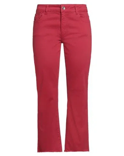 Emme By Marella Woman Pants Brick Size 10 Cotton, Elastane In Red