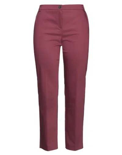 Emme By Marella Woman Pants Burgundy Size 12 Cotton, Polyamide, Elastane In Red