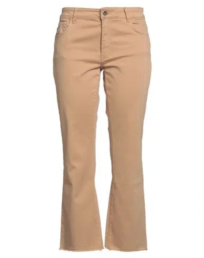 Emme By Marella Woman Jeans Camel Size 12 Lyocell, Cotton, Elastane In Beige