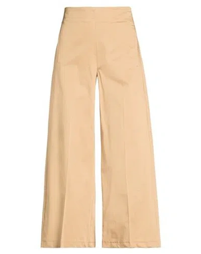 Emme By Marella Woman Pants Camel Size 4 Cotton, Elastane In Neutral