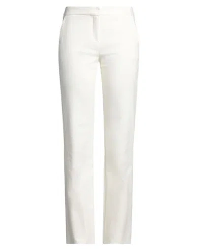 Emme By Marella Woman Pants Ivory Size 10 Cotton, Polyamide, Elastane In White