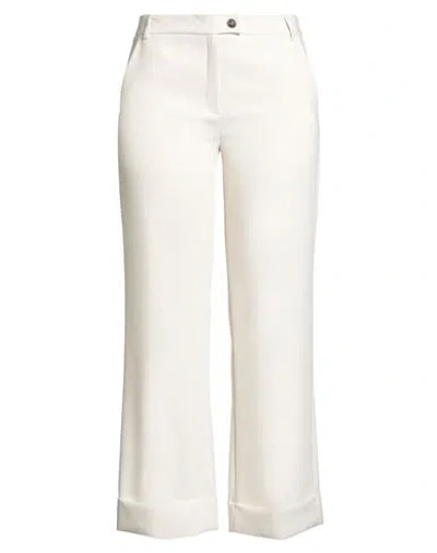 Emme By Marella Woman Pants Ivory Size 10 Polyester, Viscose, Elastane In White