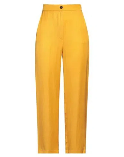 Emme By Marella Woman Pants Mandarin Size 12 Viscose, Linen In Orange