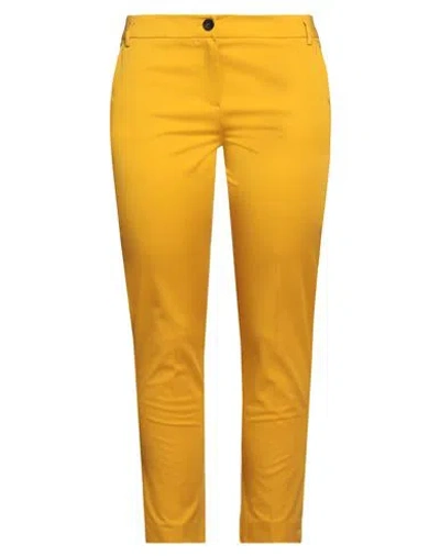Emme By Marella Woman Pants Ocher Size 10 Cotton, Elastane In Yellow