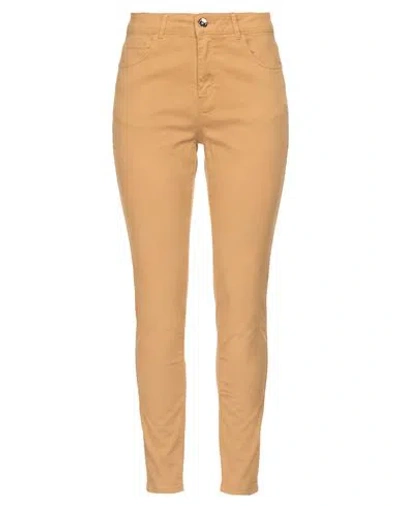 Emme By Marella Woman Pants Sand Size 12 Cotton, Elastane In Orange