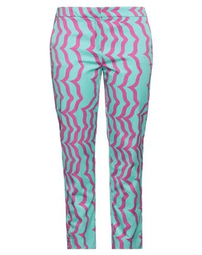 Emme By Marella Woman Pants Turquoise Size 12 Polyester, Elastane In Blue