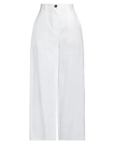Emme By Marella Woman Pants White Size 4 Linen