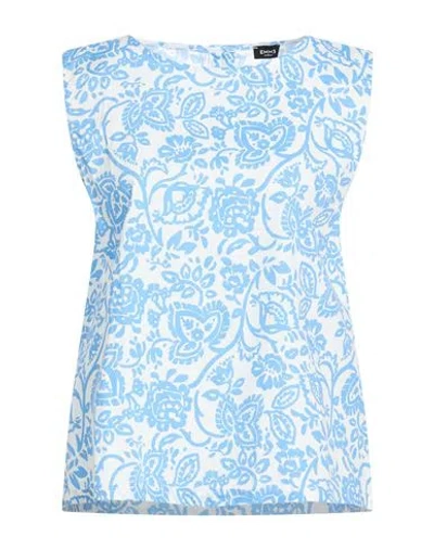 Emme By Marella Woman Top Azure Size 8 Cotton, Elastane In Blue