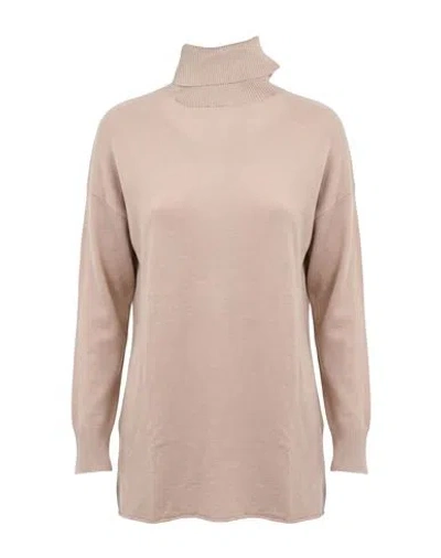 Emme By Marella Woman Turtleneck Beige Size S Viscose, Polyamide In Multi