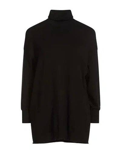 Emme By Marella Woman Turtleneck Black Size S Viscose, Polyamide In Multi