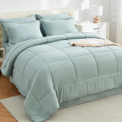 Emme Comforter Set 5/7 Piece, Ultra Soft Bedding Sets Bed In A Bag All Season Brushed Bedding Sets In Teal