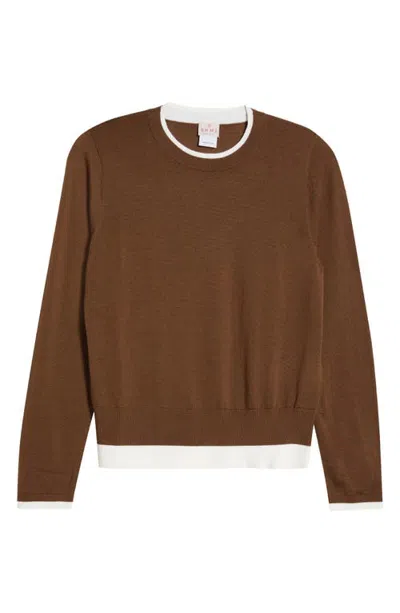 Emme Contrast Trim Wool Sweater In Brown