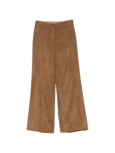 Emme Corduroy-effect Wide-leg Trousers In Neutral