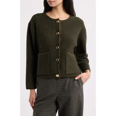 Emme Crewneck Cardigan In Green