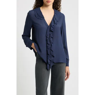 Emme Dancing Ruffle V-neck Top In Blue