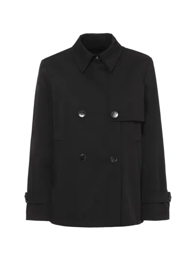 Emme Double-breasted Storm-flap Coat In Black