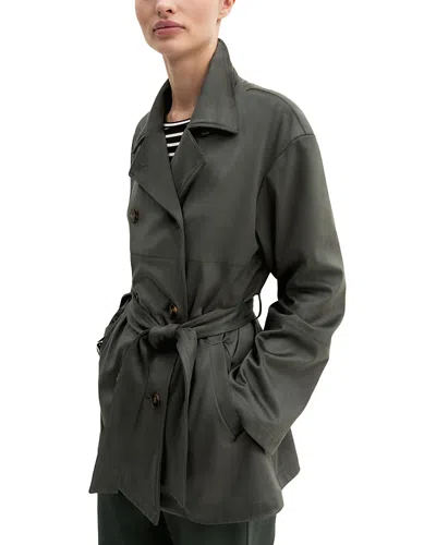 Emme Emmfumi Long Double Breasted Jacket In Black